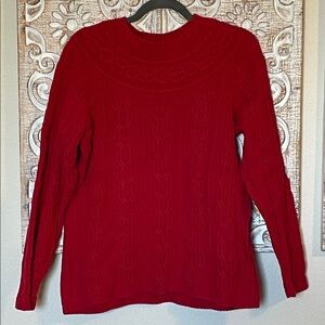 Liz Claiborne Bold Red Cable Knit Turtleneck Sweater